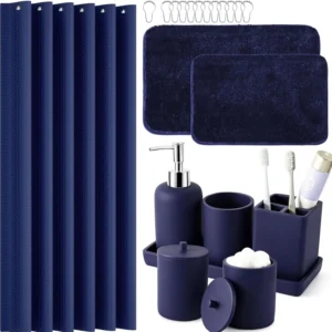 21-Piece Bathroom Set with Waterproof Shower Curtain