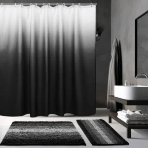 Black Shower Curtain and Rug Sets