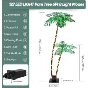6FT 192 LED Artificial Fake Tree Lights